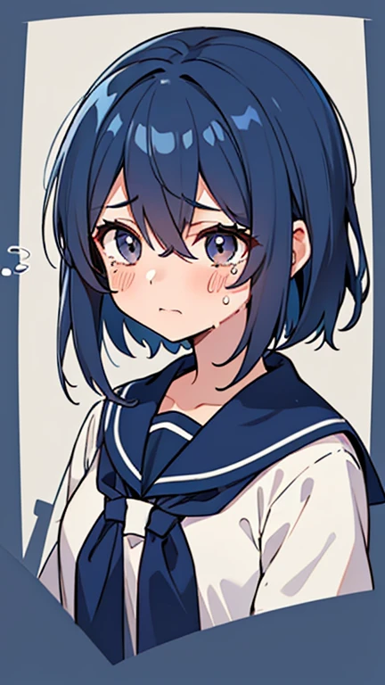 Sailor suit、Lower body naked、Wrists are tied behind the body with a band、tears、