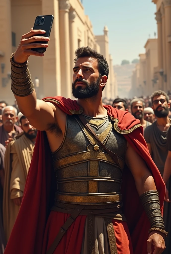 masterpiece, detailed, intricate, epic fantasy, colorful, full body, slight angle, man, 30 years old, hulking, brawny, fitted, ankle wraps, very hairy torso, fine detailed, running, intense action, dynamic juxtaposition, skimpy revealing greek outfit, receding hairline, smirk, gteek philosopher, with a sword, blades, big ancient city on fire in the background, pointing away, depth of field, particle effects, high quality shadows, intense action