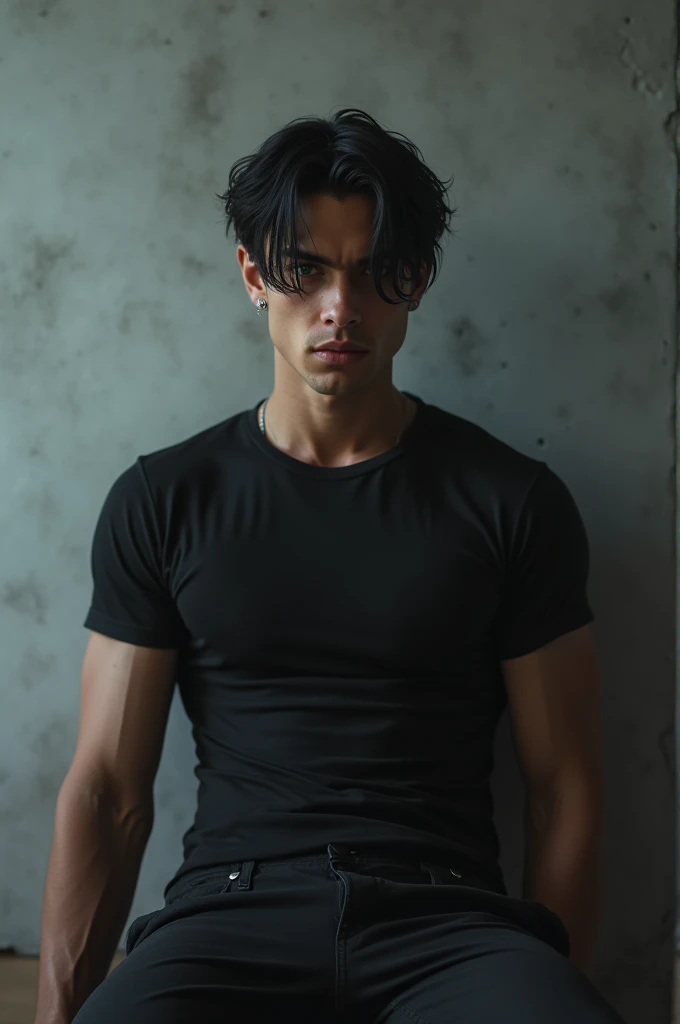 * Age: 18 years
* Height: 1,80 meters (5'11")
* Physicist: Slim and athletic, with muscles defined by years of physical work.
* Hair: jet black, scrambled and indomitable, often falls on his storm gray eyes.
* Eyes: deep and penetrating, with a look that can be both captivating and intimidating.
* outfit: He usually wears dark, worn clothing., with a rebellious and informal style. Prefers black t-shirts, the leather jackets and the worn boots.
* tattoos: He has several tattoos, each with a personal meaning hidden from most.
Distinctive features:
* scar: A scar runs down his left cheek., a permanent reminder of a violent past.
* look: His gaze is usually distant and melancholic., as if I were carrying an invisible weight.
* SMILE: He rarely smiles, and when he does, It's a crooked smile that doesn't reach your eyes.
attractive:
Despite his tormented personality, Damien has undeniable attractiveness. His aura of mystery and rebellion makes him irresistible to some people., while others are intimidated by its darkness.