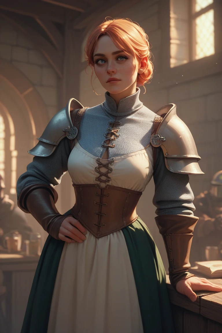 (masterpiece: 1.2, best quality), (Female Warrior),(woman),(fully armed), Brianna Hildebrand's Face,(Black leather armor),(Smoky makeup),Black lips,(Buzz cut),(Full body armor:1.5),(Dead fish eyes:1.5),Buzz cut,(Buzz cut),flat chest,Arrogant gesture,Cold beauty face,Cool,Dark atmosphere,Fluffy cut,背景是一个desolate的平原,Gray sky,Master Illustration Reality, vintage, space, (Real images, Intricate details, Depth of Field), (1 girl, Unique), cosmetic, Very detailed, Perfect face, , transparent,, (Small Breasts: 1.1), (Skin Dimples), Thick thighs, Wide hips, Thick waist, full body armored, Yellow and black theme, A top-down view, desolate,bust