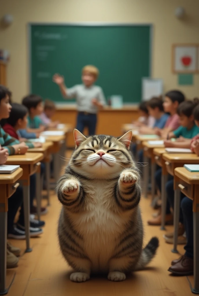 The kitten came to class and was laughed at by his classmates