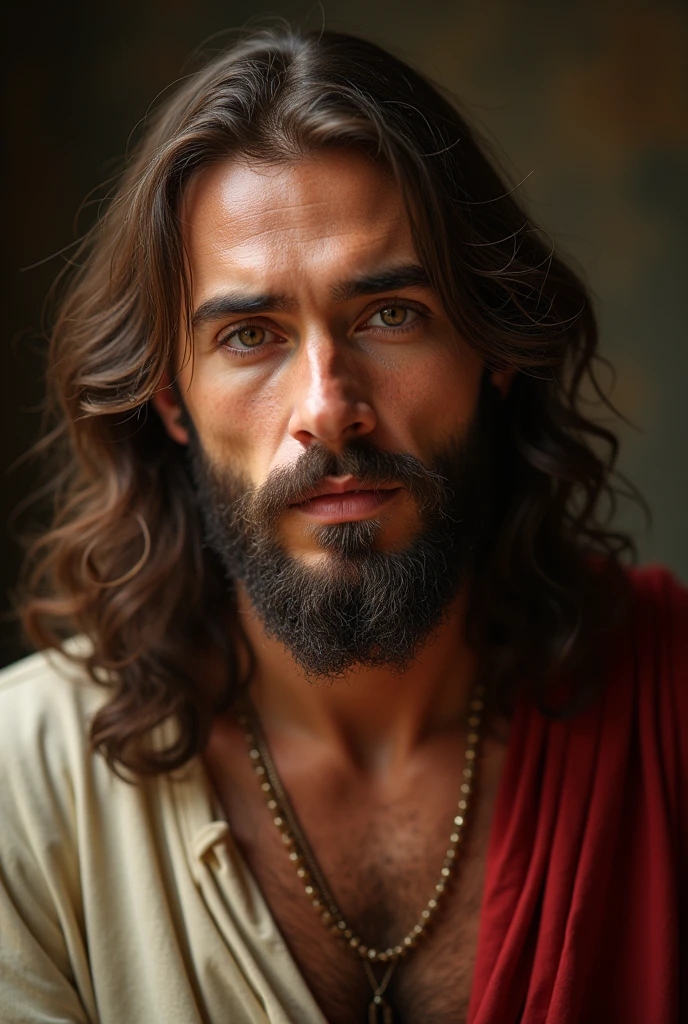 (masterpiece: 1.3), (8K,  actual , RAW photo,  best quality: 1.4), Adult male, Depict the beauty ,  the serenity and divinity of Jesus .  best quality,  High Res, masterpiece,  the best details , 8K, close-up,  to create a simple and unique image , . Create art that touches people's hearts and inspires deep connection  