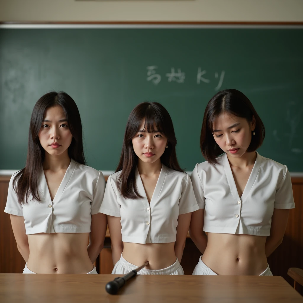 masutepiece、top-quality、Three Perfect Beautiful College Students, japanes、Wearing a research lab coat naked、Random Body, randome pose, eye glasses:0.4、Hair tied back、lab room、Fluorescent Lighting、Sudden sexual provocation out of place、Overwhelming sex appeal、18year old