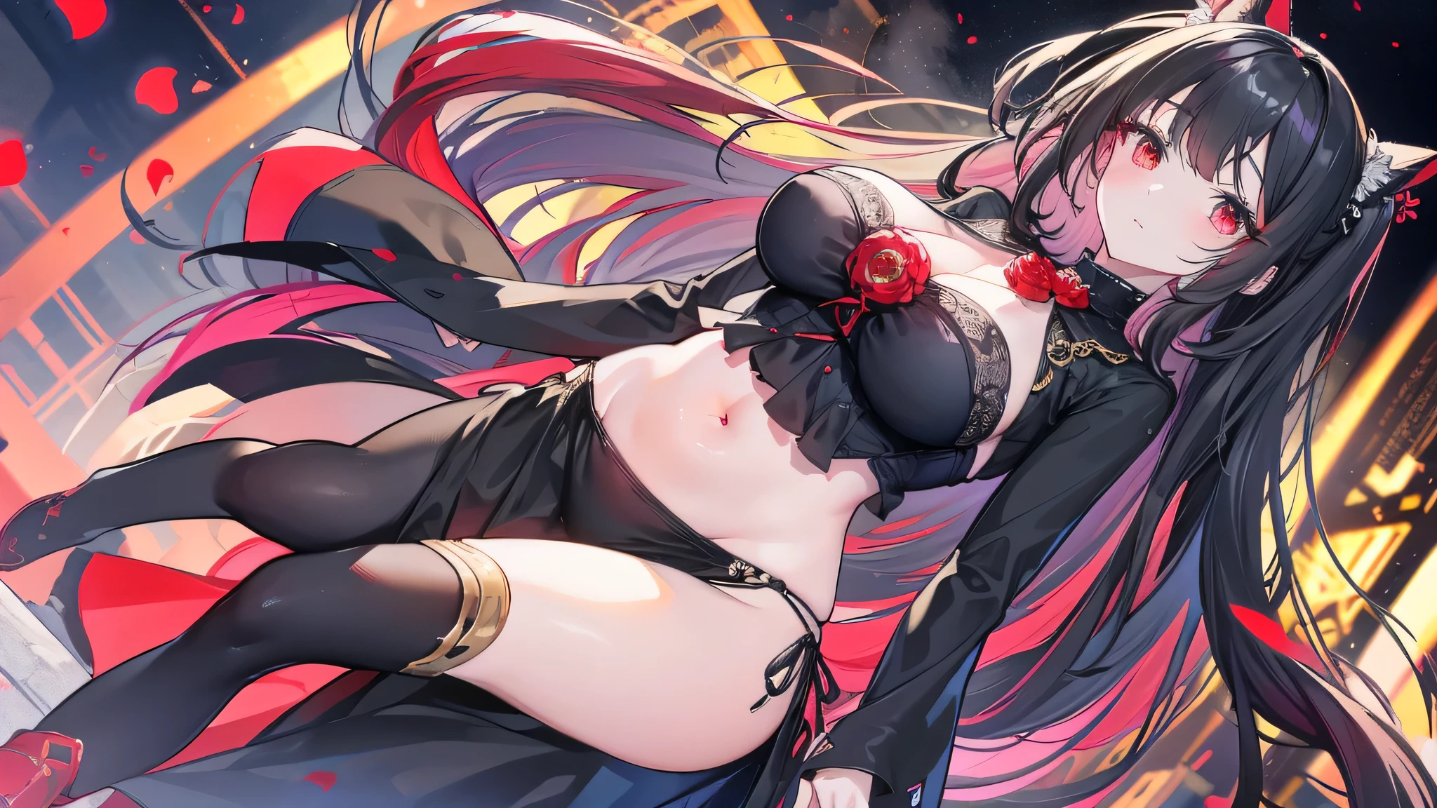 Rory Mercury, Rory Mercury, Black Hair, Blunt bangs, Hime cut, hair ornaments, Red lipstick, Long Hair, Cute face, compensate, (Small box:1.2), (Red eyes:1.5), break Gothic underwear, Perfect body (Small breasts:1.3), break in full growth, Red Shoes, break Black Stockings, Black Gloves break, Black thighs, Garter Straps, gloves, Gothic, Hair Ribbon, Gothicファッション, puffy Short sleeve, Puffy sleeves, Short sleeve, tights, tights, looks at the viewer, break (masterpiece:1.2), Highest quality, High resolution, unity 8k wallpaper, (Illustration:0.8), (Beautiful details in the eyes:1.6), Highly detailed face, Perfect lighting, Highly detailed CGI, (Perfect Arms, Perfect Anatomy), (white background:1.5), I have nothing in my hands, (vulgarity:1.5), female masturbation, 1girl, whole body, Confused eyes