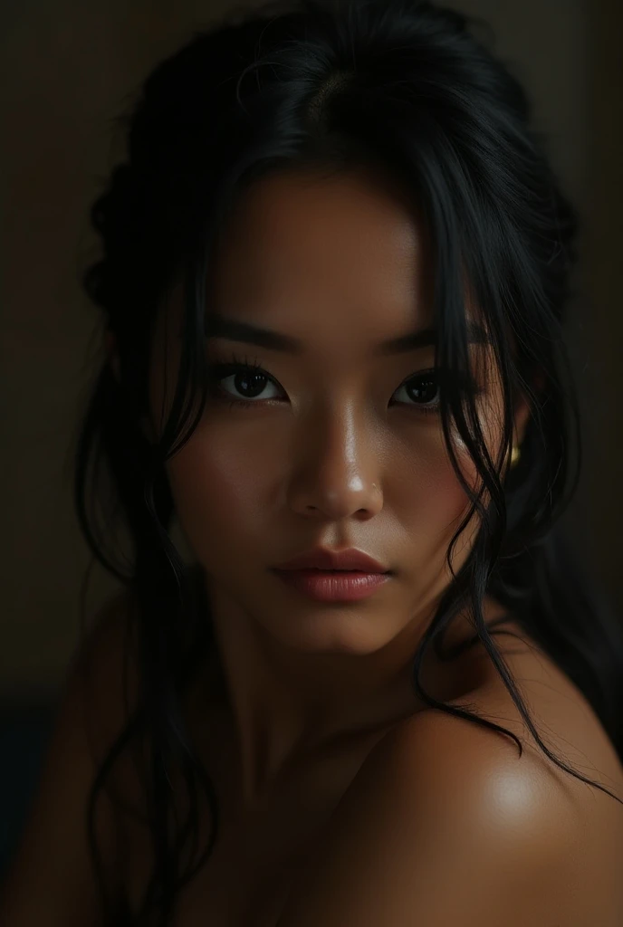 (best quality,4k,alto:1.2),ultra-detalhado,Realistic, profissional, studio lighting, vivid colors, foco nítido, olhos e rosto extremamente detalhados, beautiful detailed lips, long eyelashes,, Mulher musculosa, Kelly Hu, Ninja, (NSFW:1.3)