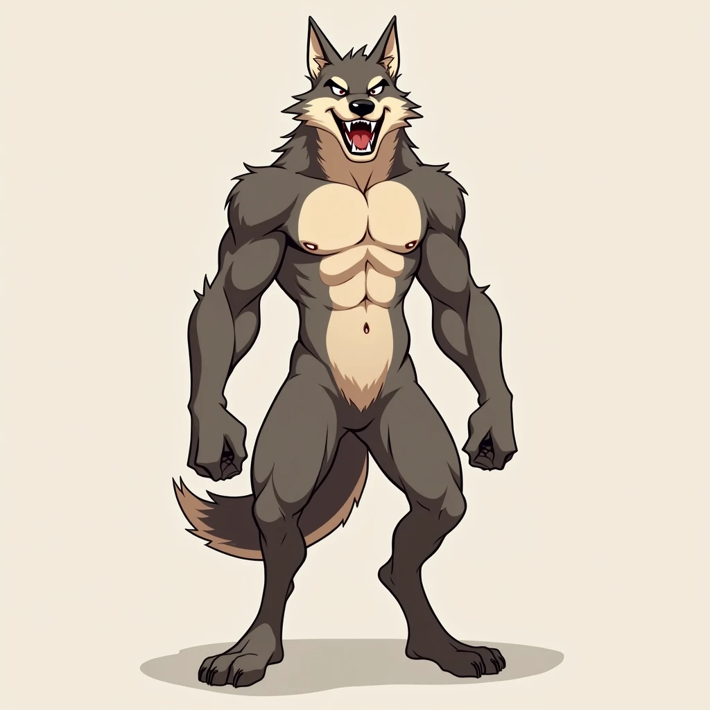 Wolf Man、pop、smile、No background、My Hero Academia style
