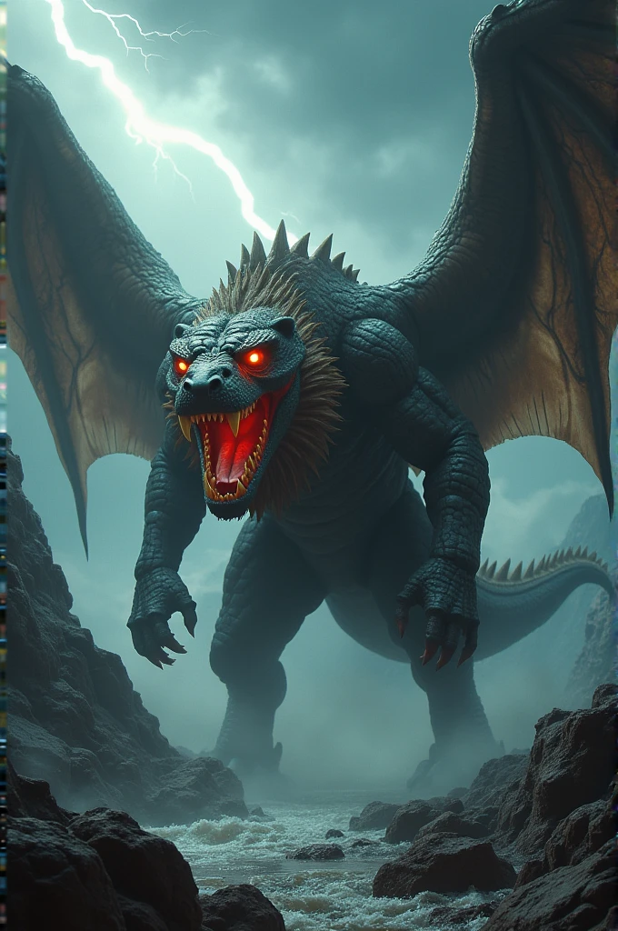 Large black dragon with a fierce look
