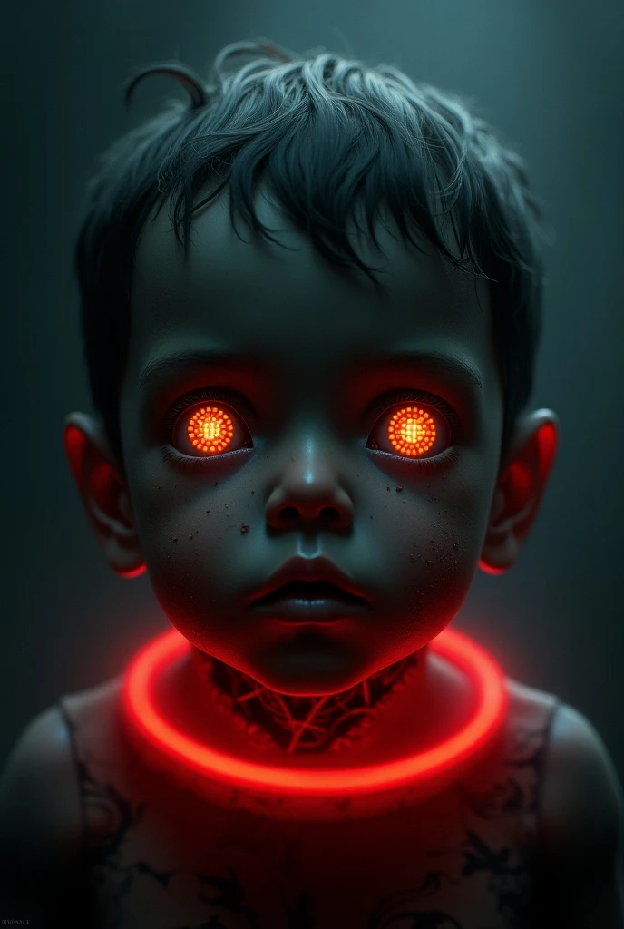 Black baby with white hair and red eyes drawing