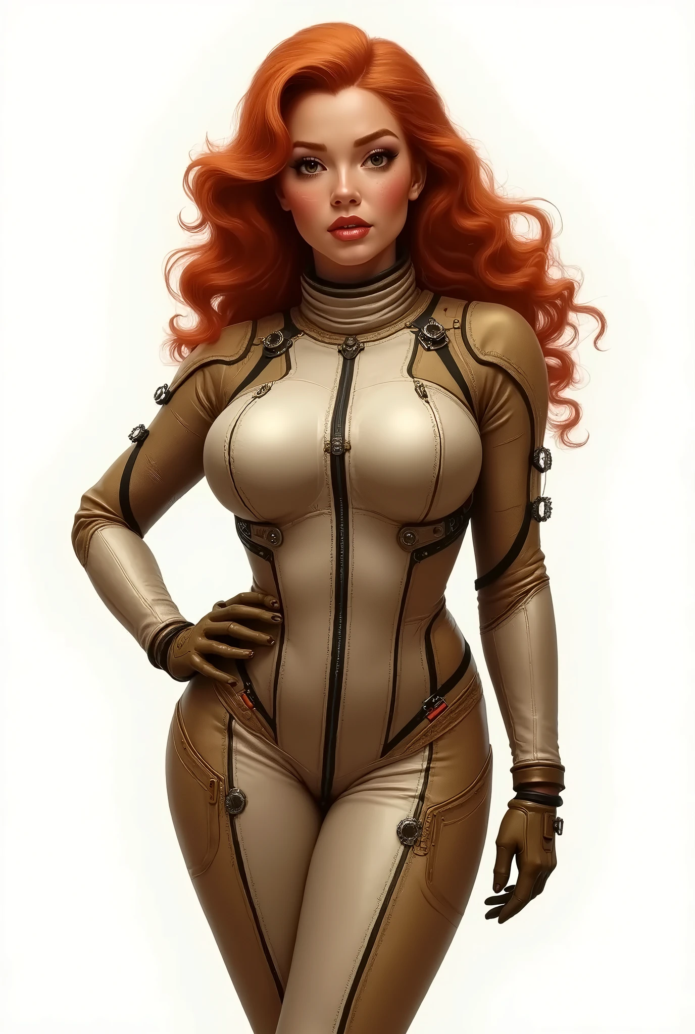 Jennifer Korbin, ginger hair, wet and wild in 18 space, steampunk