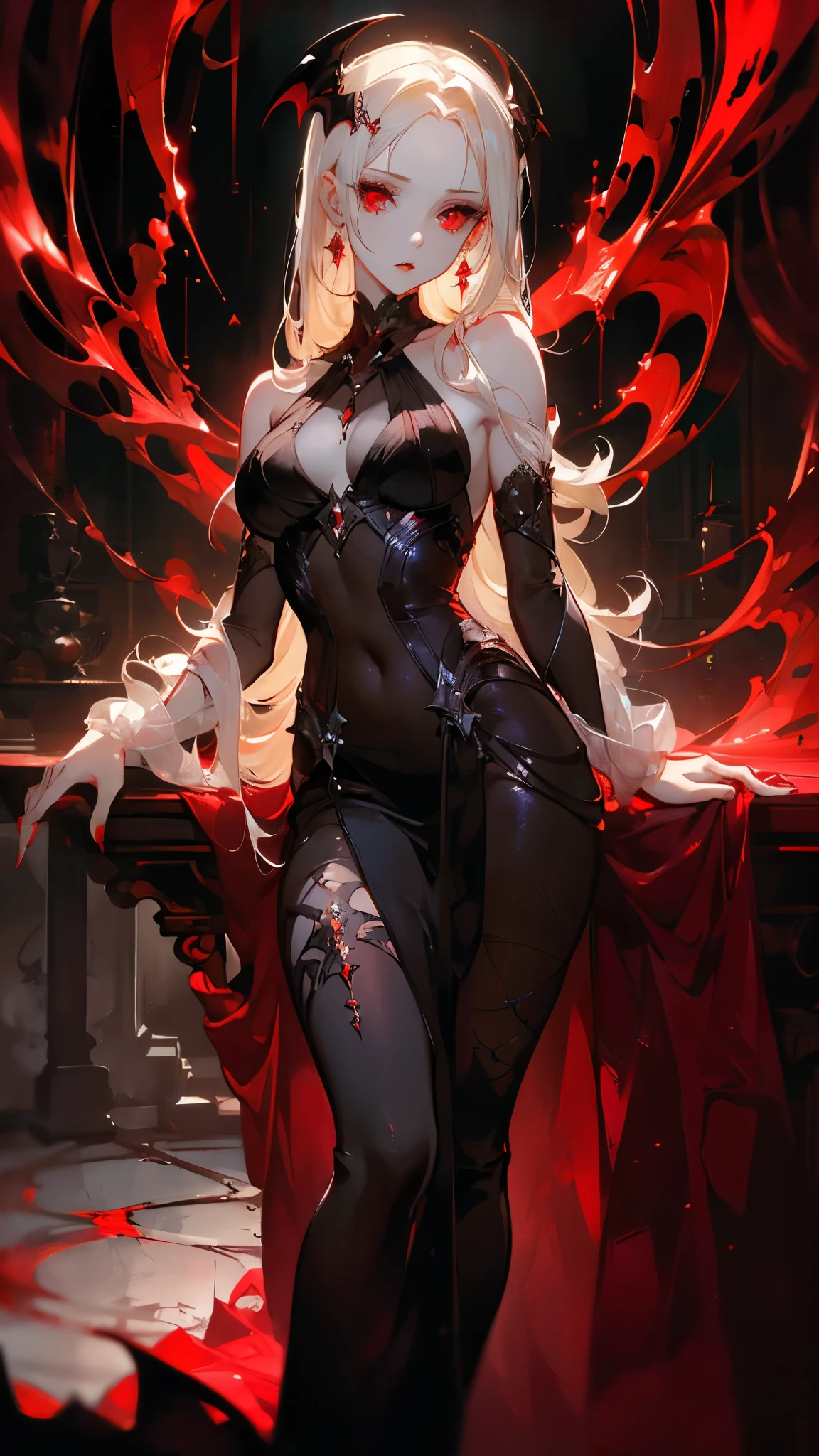 adult, (solo:1.4), (dark elf:1.3), 1girl, highly detailed beautiful face, ,(vanta black skin color:1.5),(long hair, white hair:1.3), (red eyes:1.4), wearing crown, adult, (solo:1.4), (dark elf:1.3), 1girl, highly detailed beautiful face, ,(vanta black skin color:1.5),(long hair, white hair:1.3), (red eyes:1.4), warlock, witch, , evil sorceress, casting a spell in a dungeon,gothic makeup, black lipstick, warlock, witch, , evil sorceress, casting a spell in a dungeon,gothic makeup, black lipstick