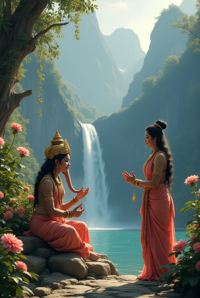 Elegantly dancing apsara sculpture, The type of feminine spirit, associated with clouds and water,Wavy Hair, gracefully performing a mesmerizing dance,Soft ambient light at dawn enhances the ethereal quality of the scene, Cast subtle shadows and highlights
