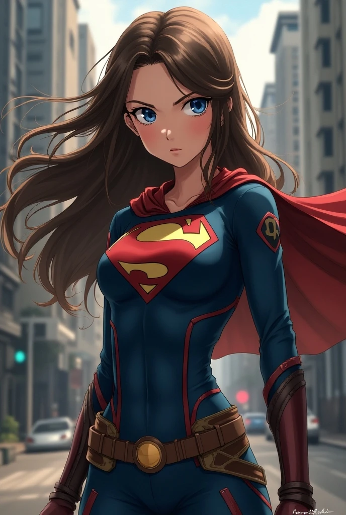 Supergirl、woman、22 years old、woman体型、profile、Moderate bust、Upper Body、blonde、Mechanical Suit、Highest quality、Masterpiece、scenery、City、rain。