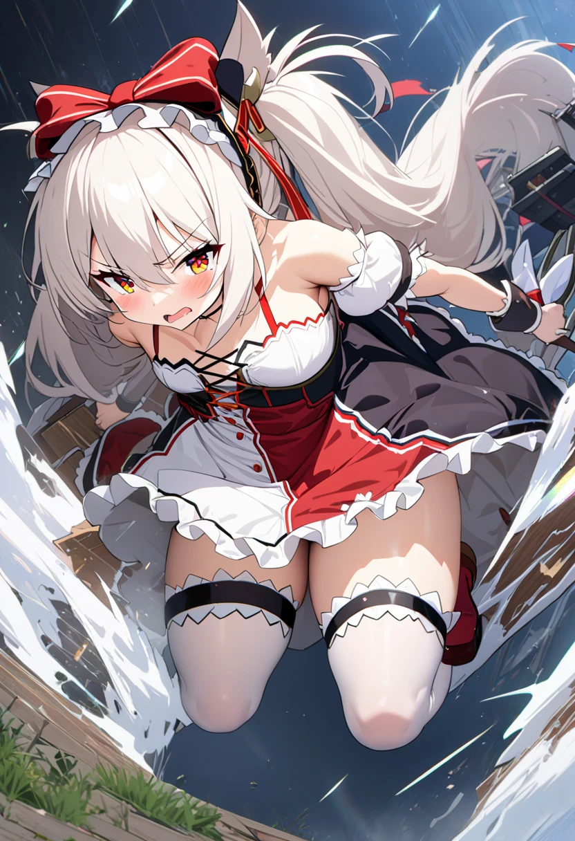 White hair, 1 girl, red eyes, massive breast, cum, sperm, nsfw, naked, penetration, pronebone
