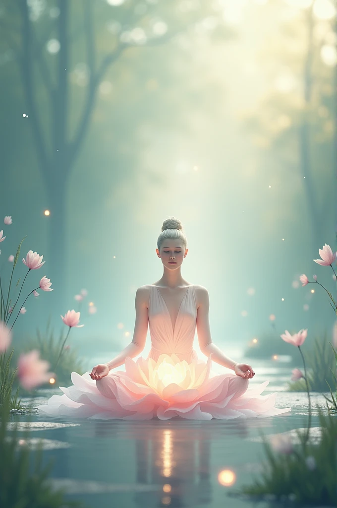 meditation of enlightened children on lotus flower 
