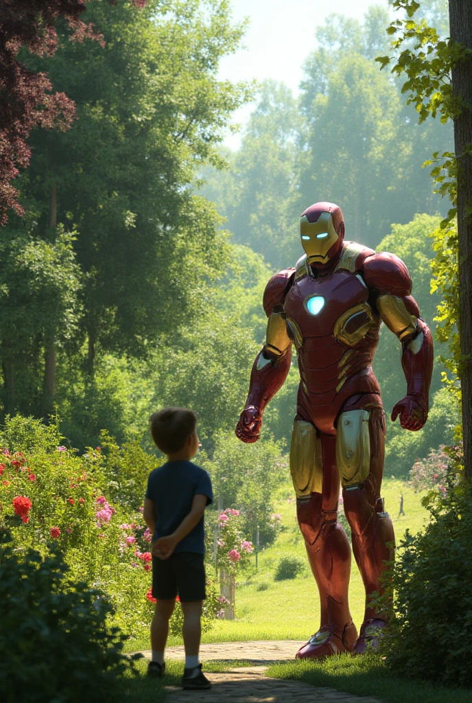 Children see photo iron man