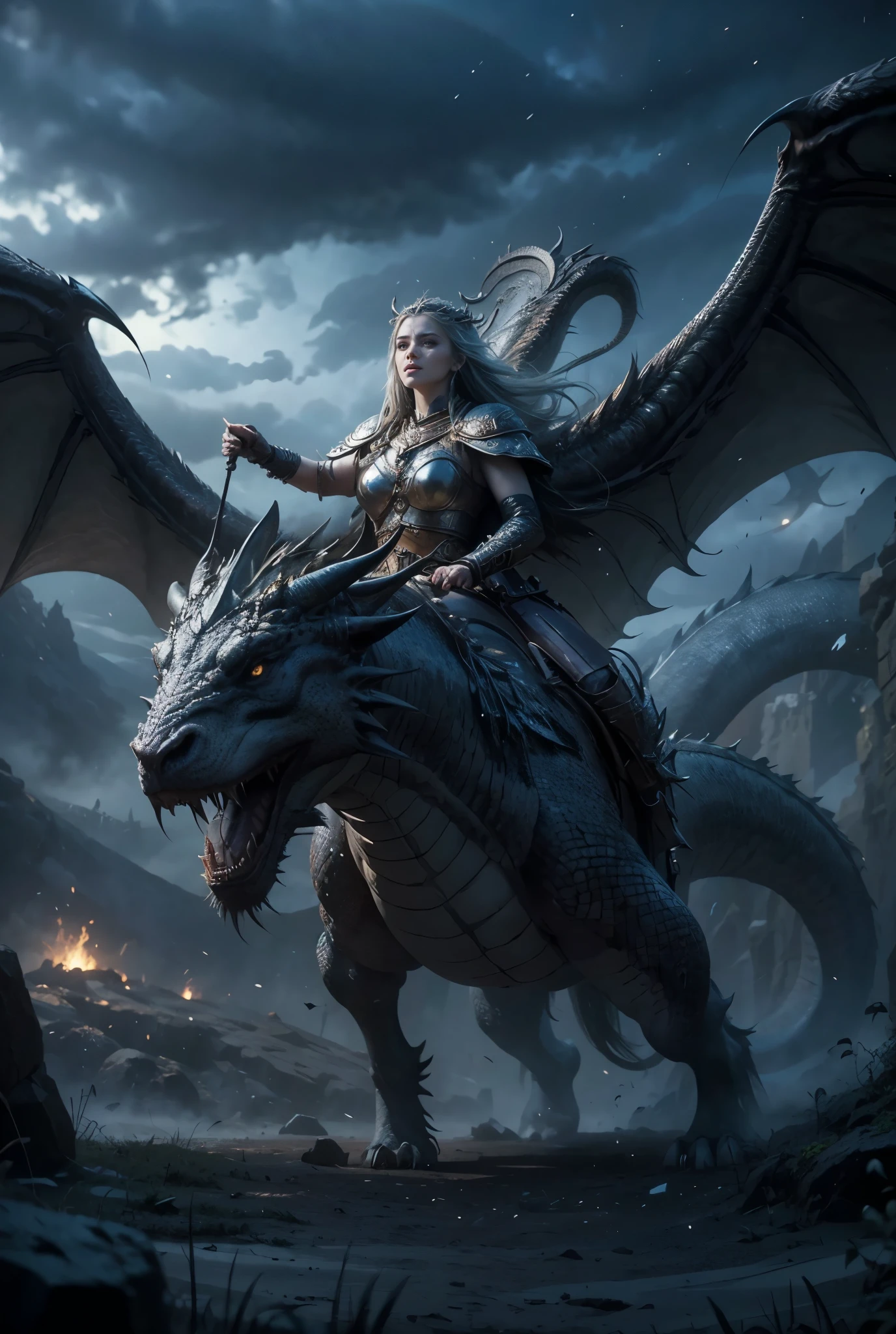 ((best quality)), ((masterpiece)), (detailed),the beautiful of heaven aishwarya,perfect face detail,full body curvy,woman riding a dragon, norse god, epic fantasy artwork, epic fantasy illustration, viking god, beautiful female god of death, epic fantasy art, powerful fantasy epic legends, god of dragons, by hristofor žefarović, by tadeusz pruszkówski, epic viking queen, barbarian, night,epic cinematic shot,8k,depth of field,atmosphere lighting