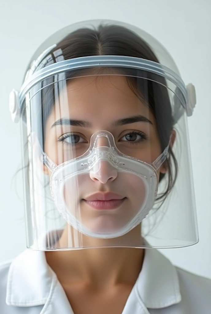 Girl with clear medical oxygen mask on her face smile photo