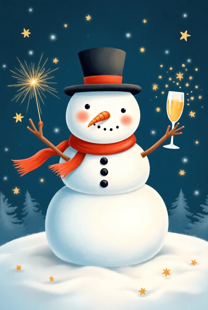 <lora:Horror_Snowman_Happy_New_Year_SDXL:1.1>, crasno, hat, no humans, bottle, christmas, "happy new year", arms up, chromatic aberration, happy new year, fireworks, snowman, snow, window, outdoors,