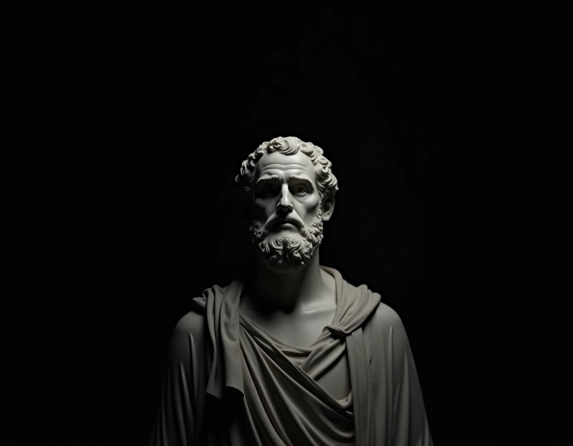 Greek statue with virtual reality glasses