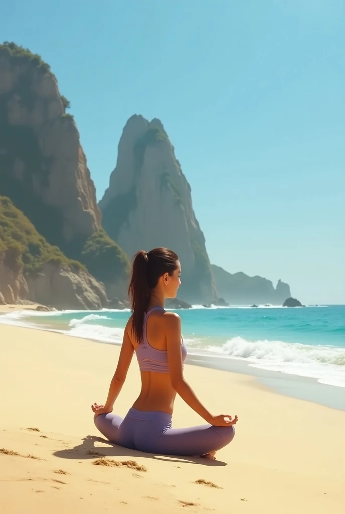 SeaArt Txt2Img Studio Robot Magnificent detail, 8K Photos, hyper- realism, realistic background, visual depth, wide angle lens, professional light. "{A beautiful woman with light brown hair and white skin, slickedback hair, far away, completely naked, Doing yoga in advanced poses of body flexibility.. Meditation facial expression, relaxation and freedom, subtle and sincere smile. The setting is the top of the Dois Irmãos hill in Rio de Janeiro.. From the top of the hill, you can see the beach coastline.. The breasts are very small, most beautiful, discreet nipples. full nudity