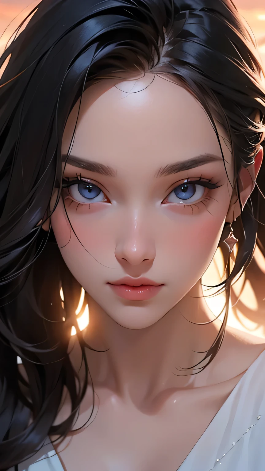 1girl, levitating in the air, beautiful detailed eyes, beautiful detailed lips, extremely detailed face, longeyelashes, cloud girl, masterpiece, best quality, 4k, 8k, highres, ultra-detailed, realistic, photorealistic, photo-realistic, HDR, UHD, studio lighting, ultra-fine painting, sharp focus, physically-based rendering, extreme detail description, professional, vivid colors, warm soft lighting, sunset, (sparks:0.7)