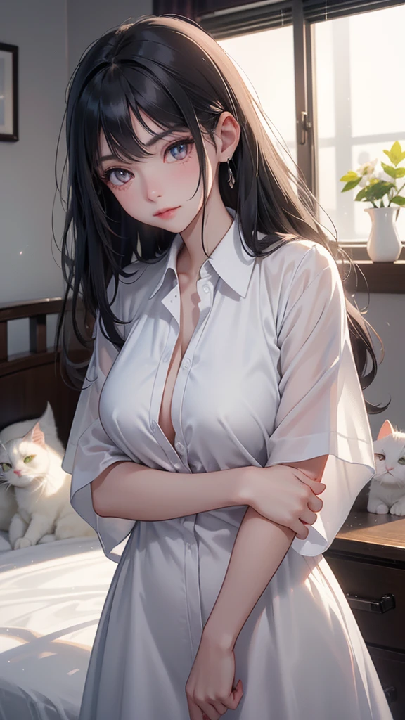 (masterpiece: 1.3), (Maximum resolution: 1.2), (Ultra HDTV: 1.2), Cinematic Light, 8K resolution, Detailed facial features , (Sharp focus: 1.2), (Focus on the face:1.2),Perfect Style, Beautiful Face, Acura, Anatomically correct, Highly detailed face and skin texture, Beautiful Eyes,Beautiful Eyes, Thin eyebrows, Glitter Eyeliner: 1 Natural Cheeks, Glowing Skin, Fair skin: 1.2, (Glossy Lips: 1.4),、 (Embarrassed look: 1.2),Highly detailed face and skin texture, Natural Cheeks, , Glossy Lips: 1.4,Perfect Style、Cleavage、Soft Breasts、(White mucus on chest:1.4)(White mucus on thighs:1.2)、 blush、A humiliating look、Anxious expression、A look of humiliation、Embarrassed expression、Glare、anger、sorrow、tears、Open your knees、Spread your legs、 White underwear、White bra、Sparkly little earrings and necklace、Disheveled clothes、White panties、sweating、Thin underwear、stockings、22 years old, A clean-cut woman,1 person、 Upward-facing chest, first class cabin、On the bed、(On my back, ベッドにLying down, ベッドにLying downいる, Lying down, White sheets:1.3)、Black Hair、blonde、Silver Hair、Blue-gray eyes、Green Ash Eye,(Stewardess Uniform:1.4)、coiffed hair、