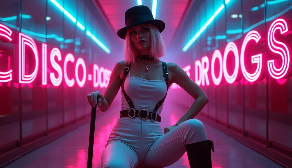 woman, solo, colored tips, light pink eyes, mechanic,  babes style,
([person|Cobie Smulders|Famke Janssen]:0.85), middle shot, 
8k resolution, [medium breast]
masterpiece, professional, high quality, beautiful, amazing,( cyberpunk:0.7), ConceptArtWorld, Top Hat, big hair, 
masterpiece, highres,  4k, detailed background, moody, (ghastly:0.8), by Anish Kapoor, by Tomi Ungerer, 