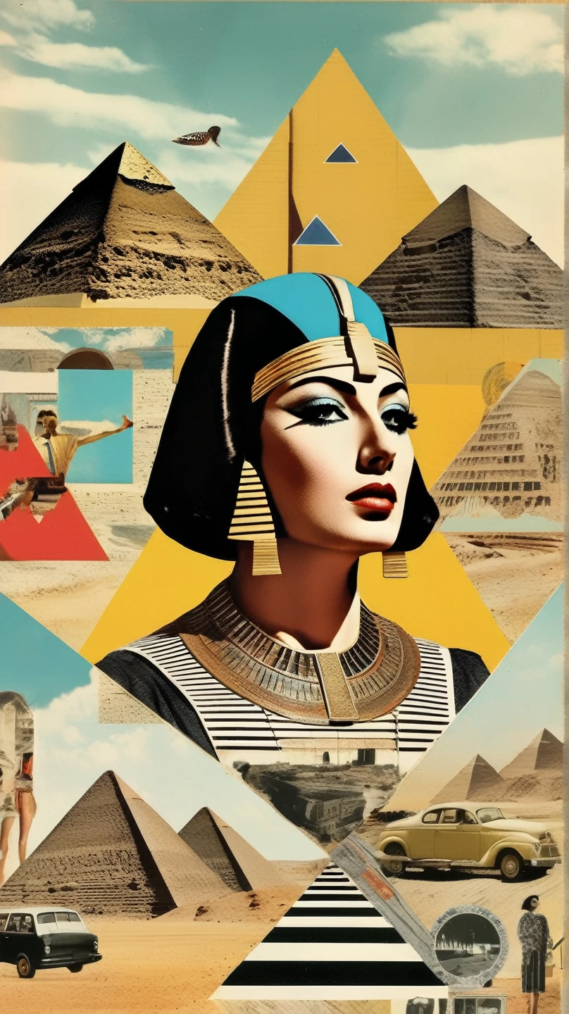 Surreal Collage - Modernist-style collages that combine different visual elements- Egypt - Pyramids - Cleopatra - Modern City - Heritage- Arabic Songs - Cassette 