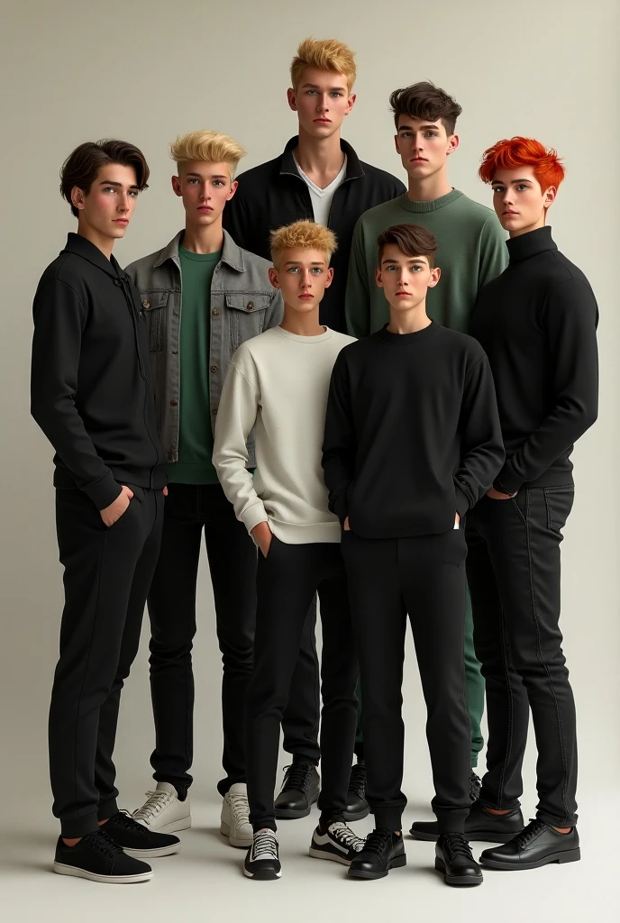 (Personagem original) ((refer ence sheet)) homem de 20 anos, 175cm, cabelos longos vermelhos, corpo magro, serious face (((usa moletom amarelo))) style with black pants