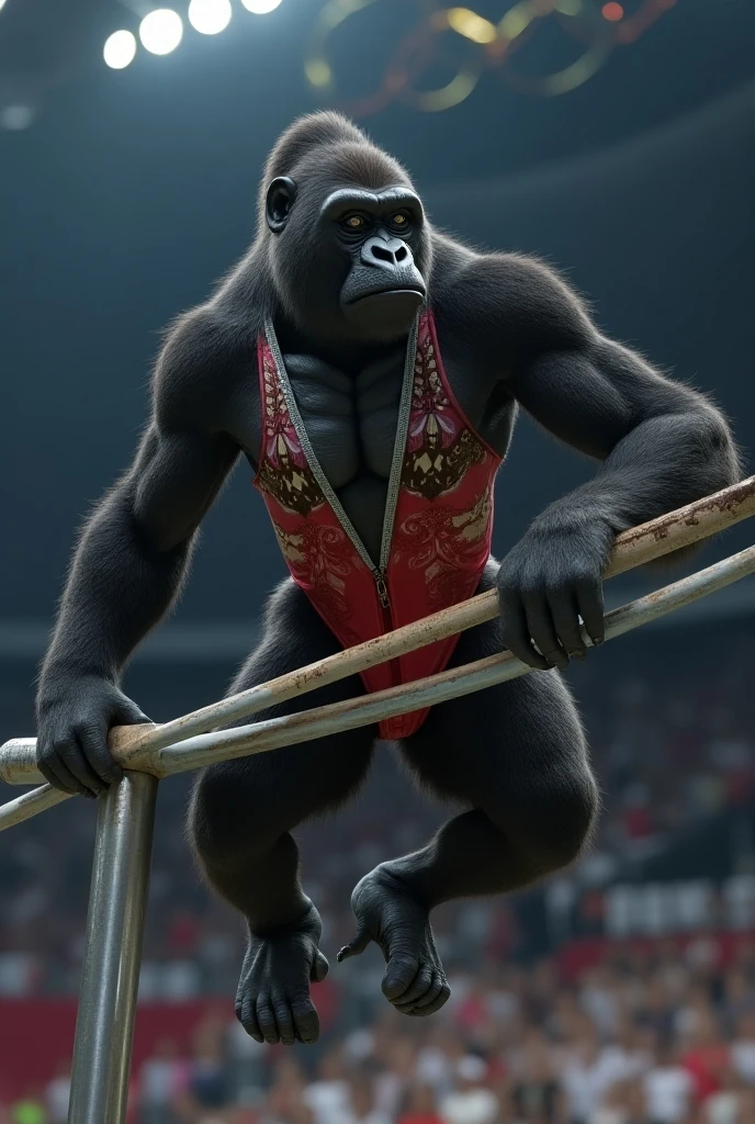 A gorilla doing muay thai