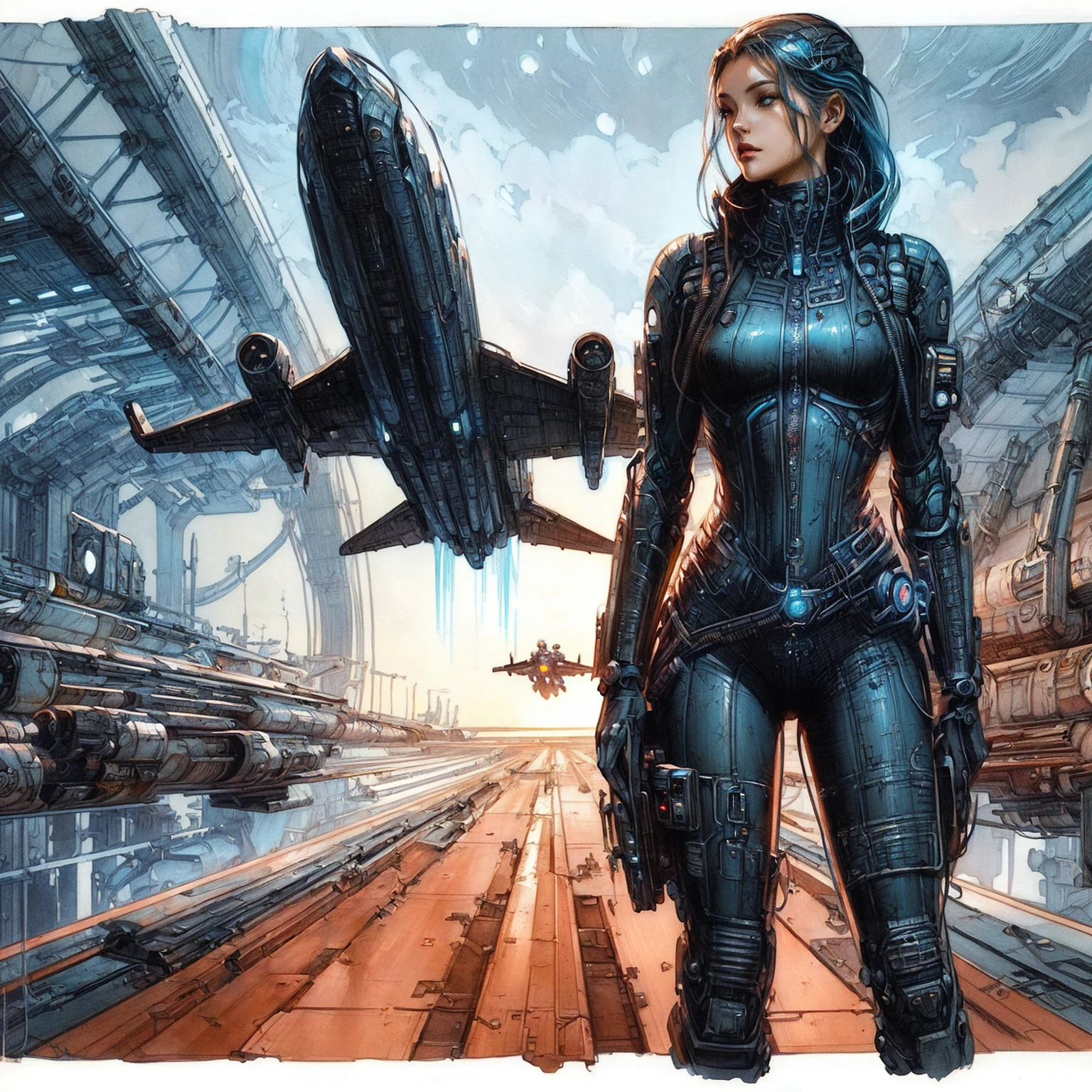 image of a woman in a black suit standing in a space station, epic scifi character art, epic sci - fi character art, epic sci-fi character art, beautiful sci fi art, scifi woman, as a retrofuturistic heroine, sci - fi illustrations, sci-fi illustrations, sci-fi fantasy art, stylized urban fantasy artwork