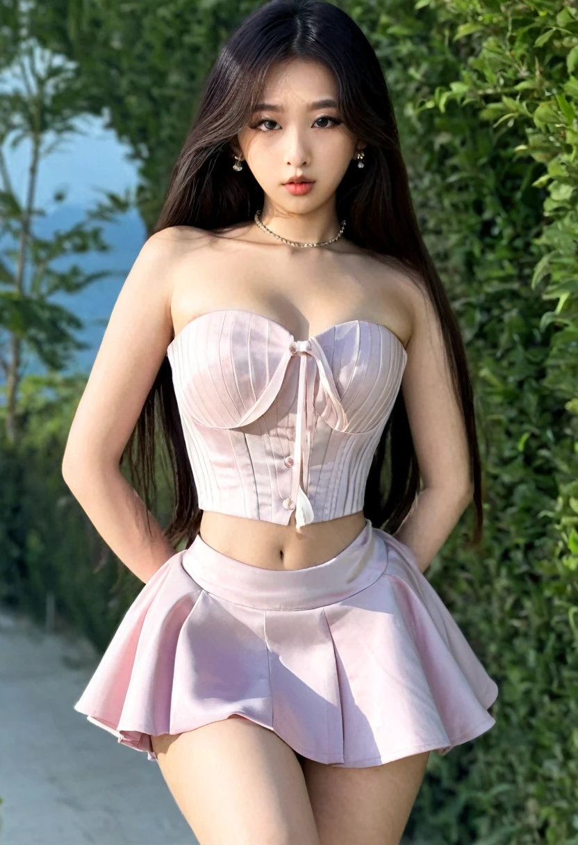 wildlife, (best high quality:1.5), work of art, (8k), extremely detailed masterpiece, (tall details:1.4), solo, ((HotLexi)), 1girl, ((Korean Ulzzang girl with 24 years old)), (slutty clothes, micro-skirt, cropped strapless), (perfect model face:1.4), (body of a hot with the shape of a perfect hourglass),