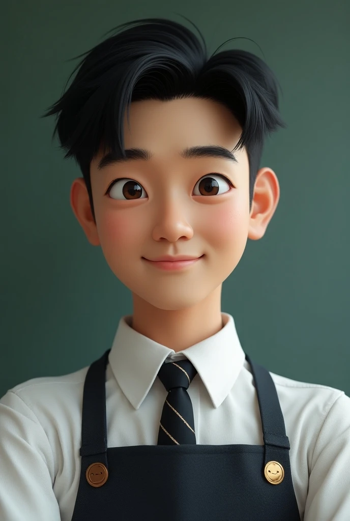 best quality, 25 years old, alone, cartoon portrait, with a short beard, the background is a room with a film set, short hair, Boy holding the camera in the air taking pictures, with a beard on his face
