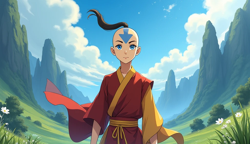 The prompt I generated for the theme "avatar aang" is:
"Aang, the last airbender, in a picturesque landscape, with flowing winds and wisps of air, surrounded by vibrant colors. (best quality, realistic), highly-detailed, anime-style artwork with smooth lines and intricate shading. Aang's expressive blue eyes glowing with a sense of adventure and determination. His distinct arrow tattoo on his forehead and his traditional airbender robes flowing in the wind. A serene atmosphere with a touch of magical aura in the background, symbolizing Aang's connection to the elements. The soft, diffused lighting accentuating the tranquil setting and highlighting the natural beauty. A perfect balance of green landscapes, clear skies, and breathtaking scenery, transporting us to the world of Avatar."
Please note that this prompt is just an example based on the given theme. You can build upon it and add more specific details to make it even more engaging and tailored to your vision.
