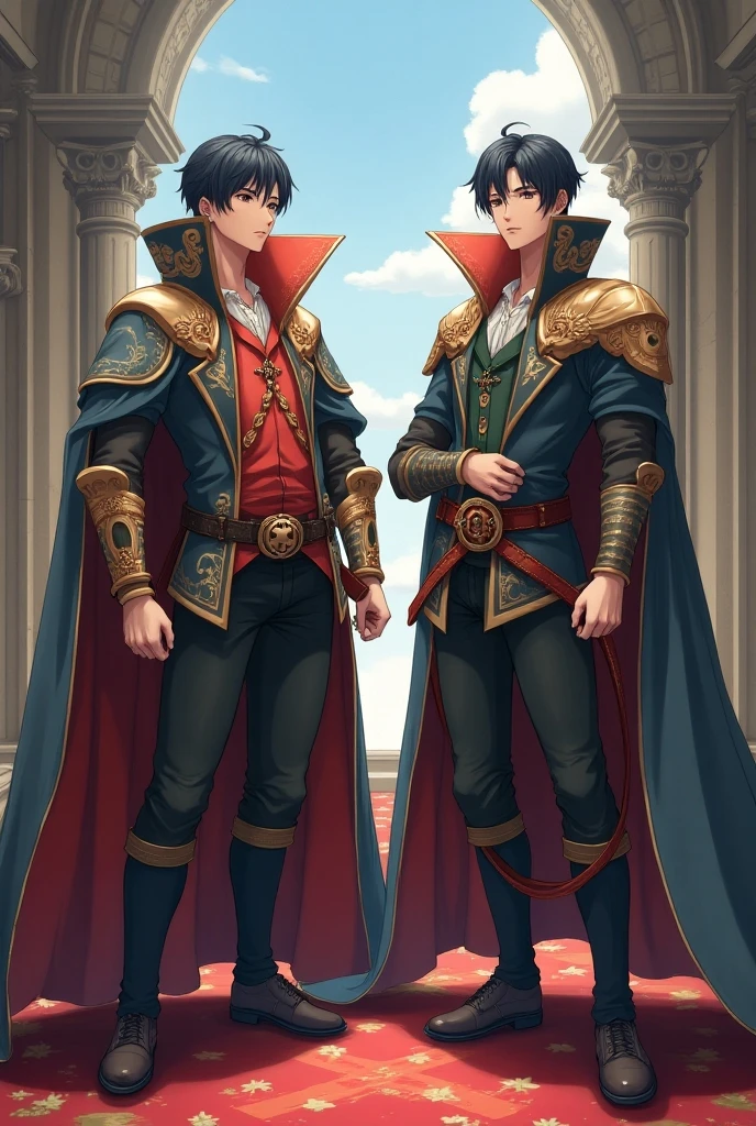 

**physical description:** a tall and thin man with a friendly and slightly eccentric expression. He wears armor similar to Papyrus's, which consists of a white T-shirt with a skull printed on it, a vibrant red cape and a yellow sash around his waist. He also wears loose pants and tall red boots. His design maintains the same stylized simplicity and striking features as Papyrus.

