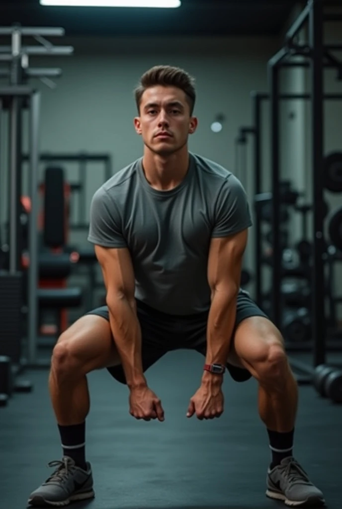 A boy is in the gym