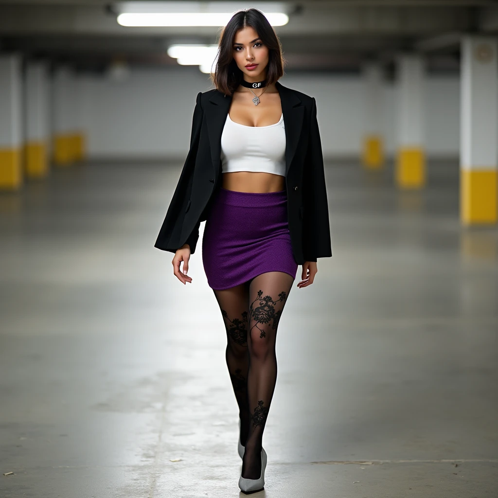 one beautiful women, (wearing: strappy high heel stilettos, colour: black), (wearing: tight uniform, colours: purple and gold, military style), full body view, extrem long hair, cleavage, extrem short skirt, blue hair,
