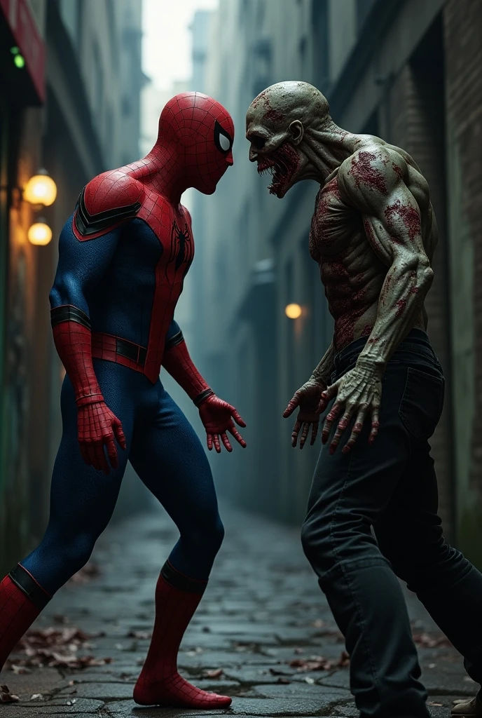 A medium manster punching spiderman face