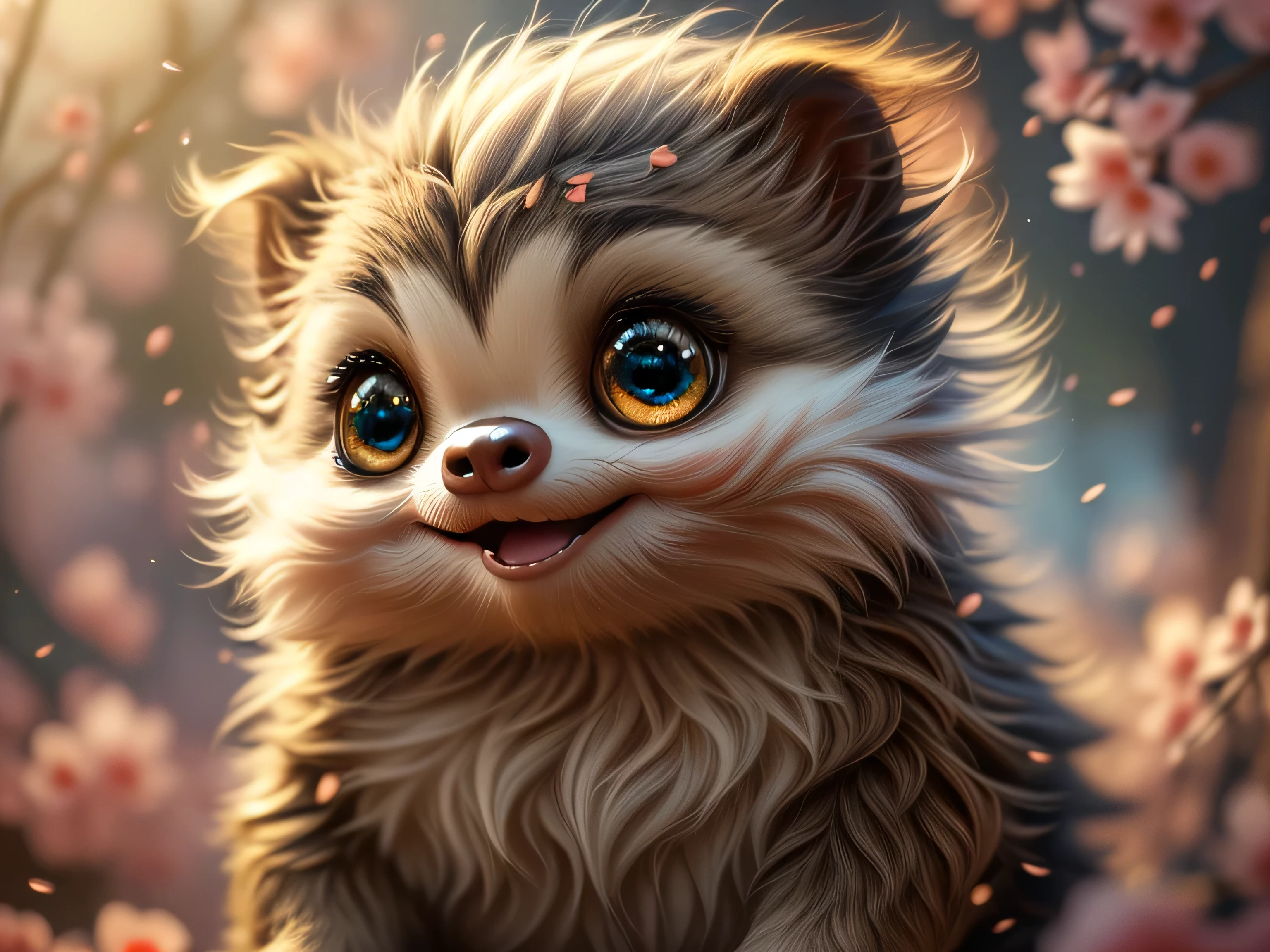 Magical Fantasy Creature, (Best Quality, Masterpiece, Representative Work, Official Art, Professional, Super Detailed, 8k:1.3), (Photorealism:1.2) Super Cute, Big Eyes, Soft, Soft Nose, Fluffy, Two-Toothed Smile, Sloth in Natural Background, Realistic, Beautiful, Stars in Eyes, Soft Volumetric Light, (Backlight:1.3), (Cinematic:1.2), Intricate Details, (ArtStation:1.3), --auto --s2