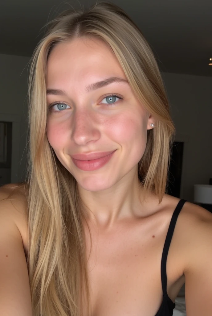 (5 mm fisheye lens) 1 woman, 23 y.o., Ukranian, Beautiful,long hair blonde ((upper body selfie)), Beautiful backlight, masterpiece, Best quality, ultra-detailed, only, sexy, Comfortable, clear sky, analog style (looking at viewer:1.2) (Skin texture) (film grain:1.3), (warm shade, warm tone:1.2), Close up, Cinematic light, Side lighting, Ultra-high resolutions, Best shadows, Upper half of body, Wearing bikini, Relaxed and intimate photos, Long blond hair, Outdoors, Landscapes of hotel Ibiza people, blurred background