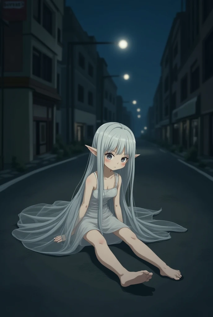 1girl, crowd, (((flat chest))), pale skin, slender, pointy breasts, white hair,very long hair, cowboy shot,city streets, very long nipples,((loli))