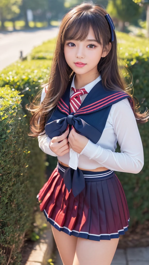 (1girl), Brown hair, Amazing face and eyes, Pink eyes, (High school uniform with wide open breasts:1.4), Beautiful big breasts, bared  chest, (amazingly beautiful girl), Brown hair, (High School Uniform, Pleated mini-skirt:1.5), ((Best Quality)), (Ultra-detailed), (extremely detailed CG unified 8k wallpaper), Highly detailed, High-definition raw color photos, Professional Photography, sitting, ((spread your legs)), (((Bokeh))), depth of fields,