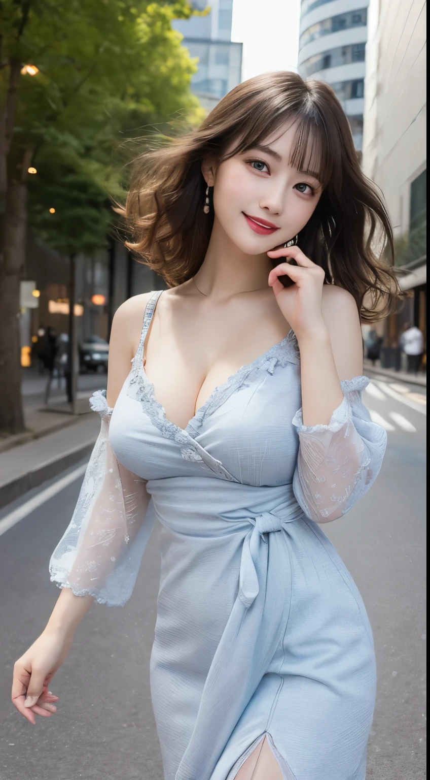 1girll、Masterpiece Mastepiece, Best Quality, Illustration, Ultra-detailed, finely detail, hight resolution, high-level image quality、8K Wallpaper, a Korean girl、韓国アイドル、Perfect dynamic composition, Beautiful detailed eyes, Random Dresses,Medium Hair, cleavage of the breast, Natural Color Lip, ((Spread your legs apart))、((I can see panties)),Beautiful skin、Smile,Street Walk、20 years girl