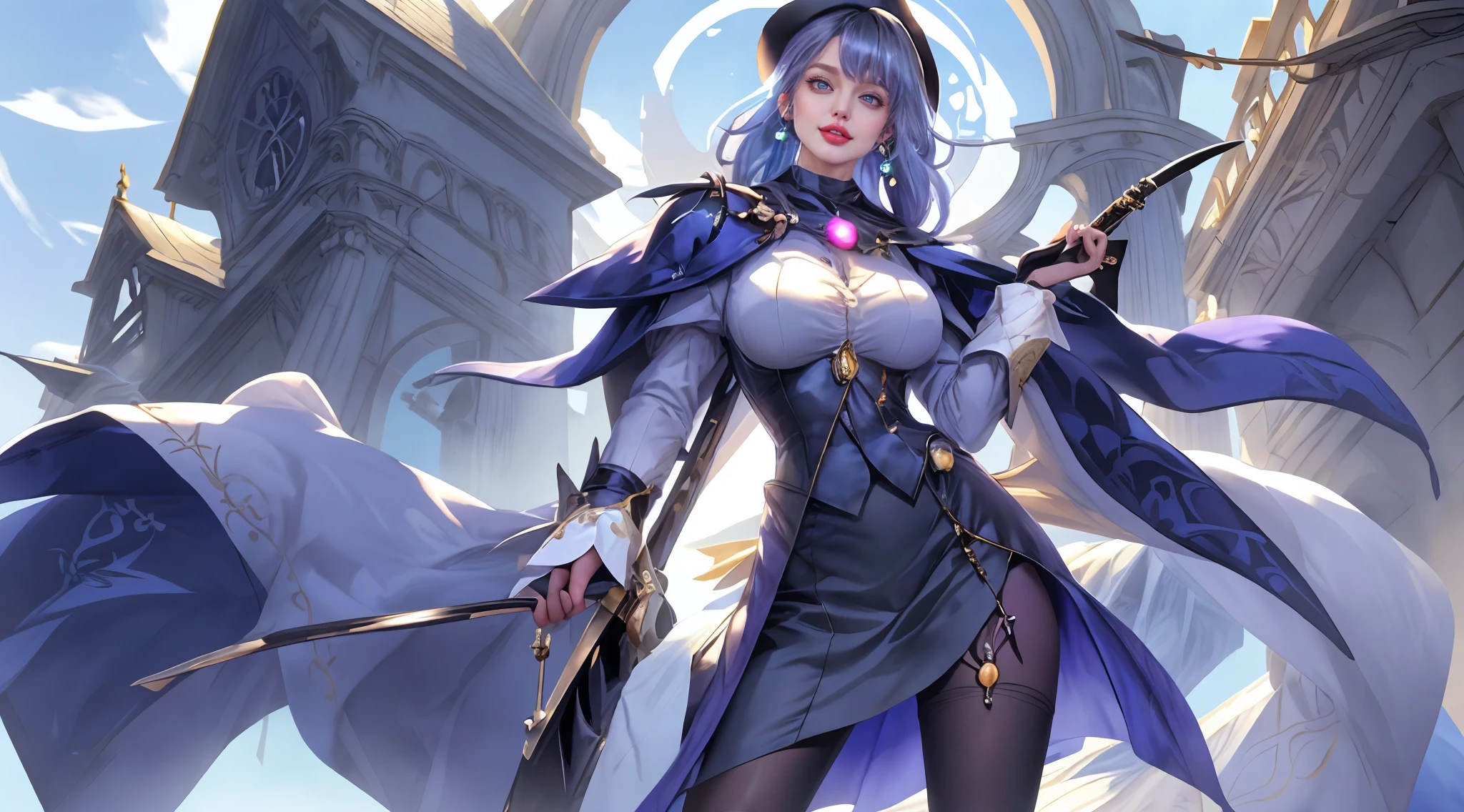 Into a world filled with magic and adventure, a mysterious woman with snow-white hair and piercing purple eyes appears. Her name is Ayame, a powerful sorceress known as the Mistress of Shadows. With unrivaled magical abilities, she excels in battle and masters the secrets of darkness. Ayame wears an elegant outfit inspired by the Genshin Impact universe, combining shades of orange and black. Her earring and bracelet are enchanted, endowed with ancient magic that amplify her power and connect her with the mighty forces of the world. Sent on an imposing throne that evokes the atmosphere of role-playing games, Ayame surveys the scenery around her. The environment is marked by shades of orange and black, representing his mastery over shadows and his ability to influence the fate of others. Despite her enigmatic appearance, Ayame is a fair and wise leader. She rules over a realm that harbors dark magic, but seeks to balance the forces of light and dark. Her wisdom and compassion make her a benchmark for many, while her strength and courage inspire the warriors who fight by her side. The story begins when a new threat emerges, putting the harmony between the kingdoms at risk. Ayame, calling upon her dark powers and long-awaited allies, embarks on an epic quest to protect her people and restore peace. Along her journey, she discovers long-forgotten secrets, faces powerful enemies, and unravels her own destiny. With her unparalleled skills and her unwavering sense of justice, Ayame becomes a legendary hero, leaving a legacy that will be remembered for generations. Her story is an ode to female strength, the power of magic and the tireless quest for peace in a world full of challenges and dangers. Prepare to be drawn into a gripping, twisting narrative as Ayame faces her destiny and fights to protect everything she holds dear. Her dark powers and unparalleled courage made her a true legend in the annals of anime and role-playing games. 8k ultra HD Vivid colors masterpiece ul