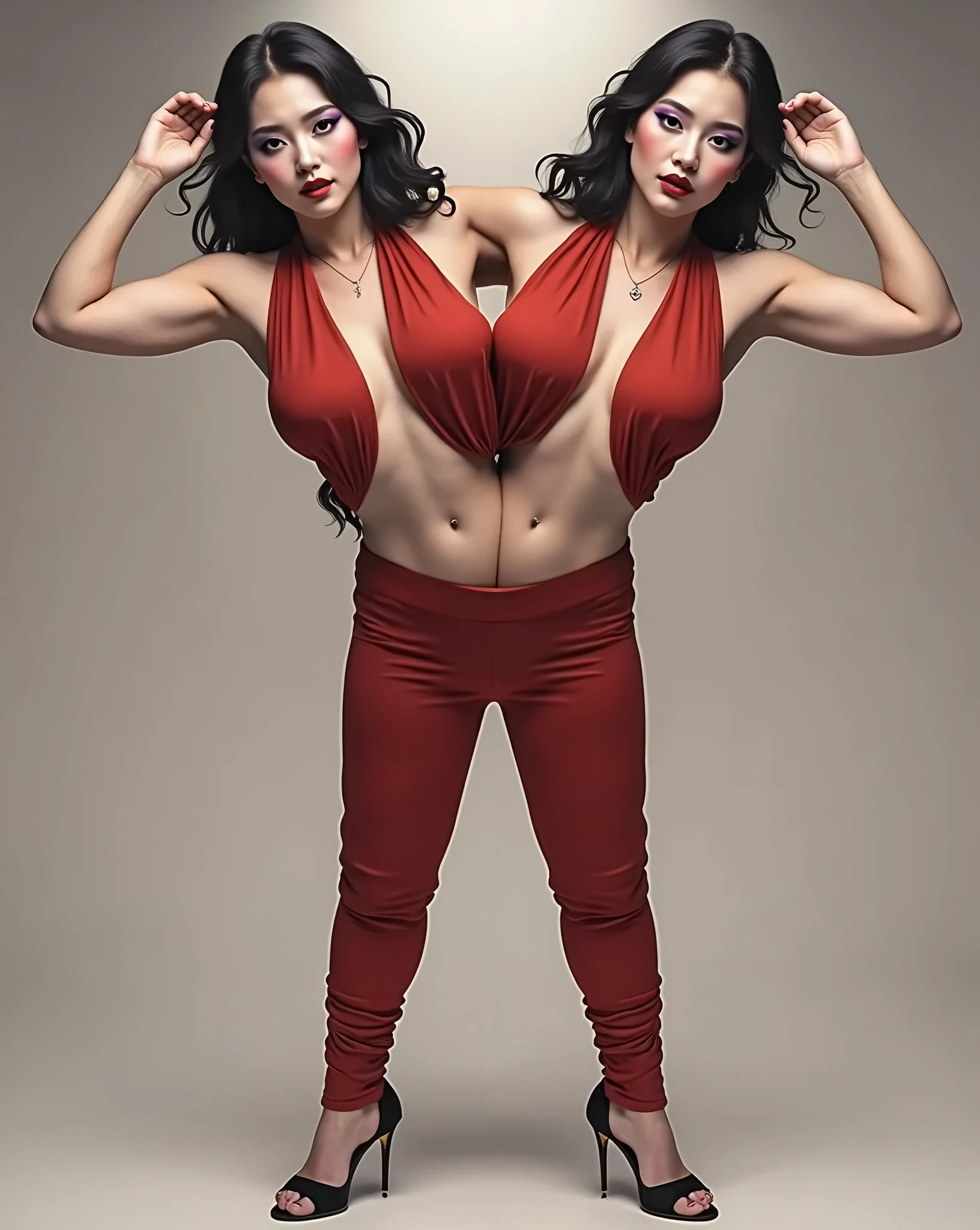 NSFW,mature woman:1,naked,crop top:1, high quality,4k, full body,large size breasts,