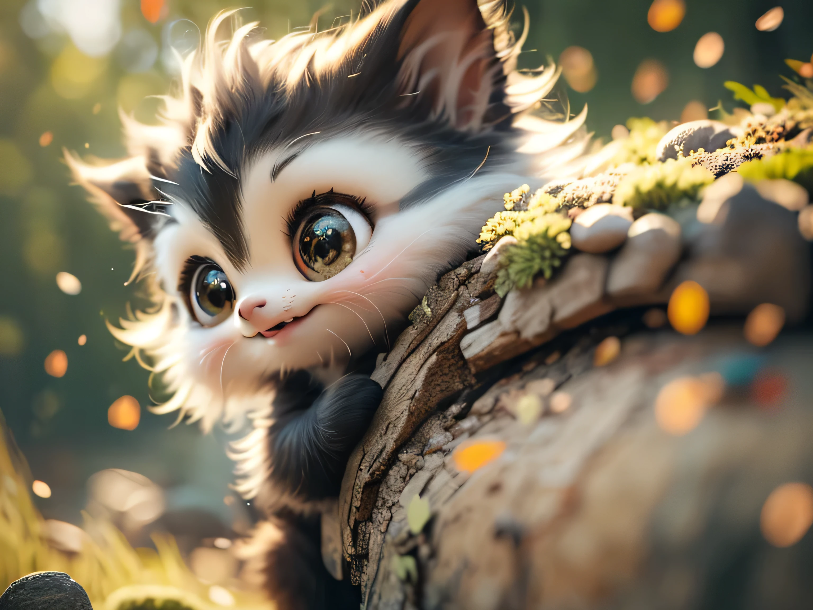Magical Fantasy Creature, (Best Quality, Masterpiece, Representative Work, Official Art, Professional, Super Detailed, 8k:1.3), (Photorealism:1.2) Super Cute, Big Eyes, Soft, Soft Nose, Fluffy, Two-Toothed Smile, Sloth in Natural Background, Realistic, Beautiful, Stars in Eyes, Soft Volumetric Light, (Backlight:1.3), (Cinematic:1.2), Intricate Details, (ArtStation:1.3), --auto --s2