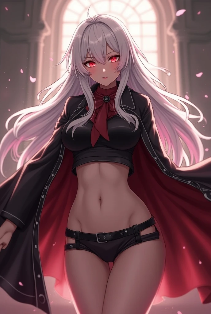 Raised sexy，Bare chest，Be red in the face，long whitr hair，married woman，makina