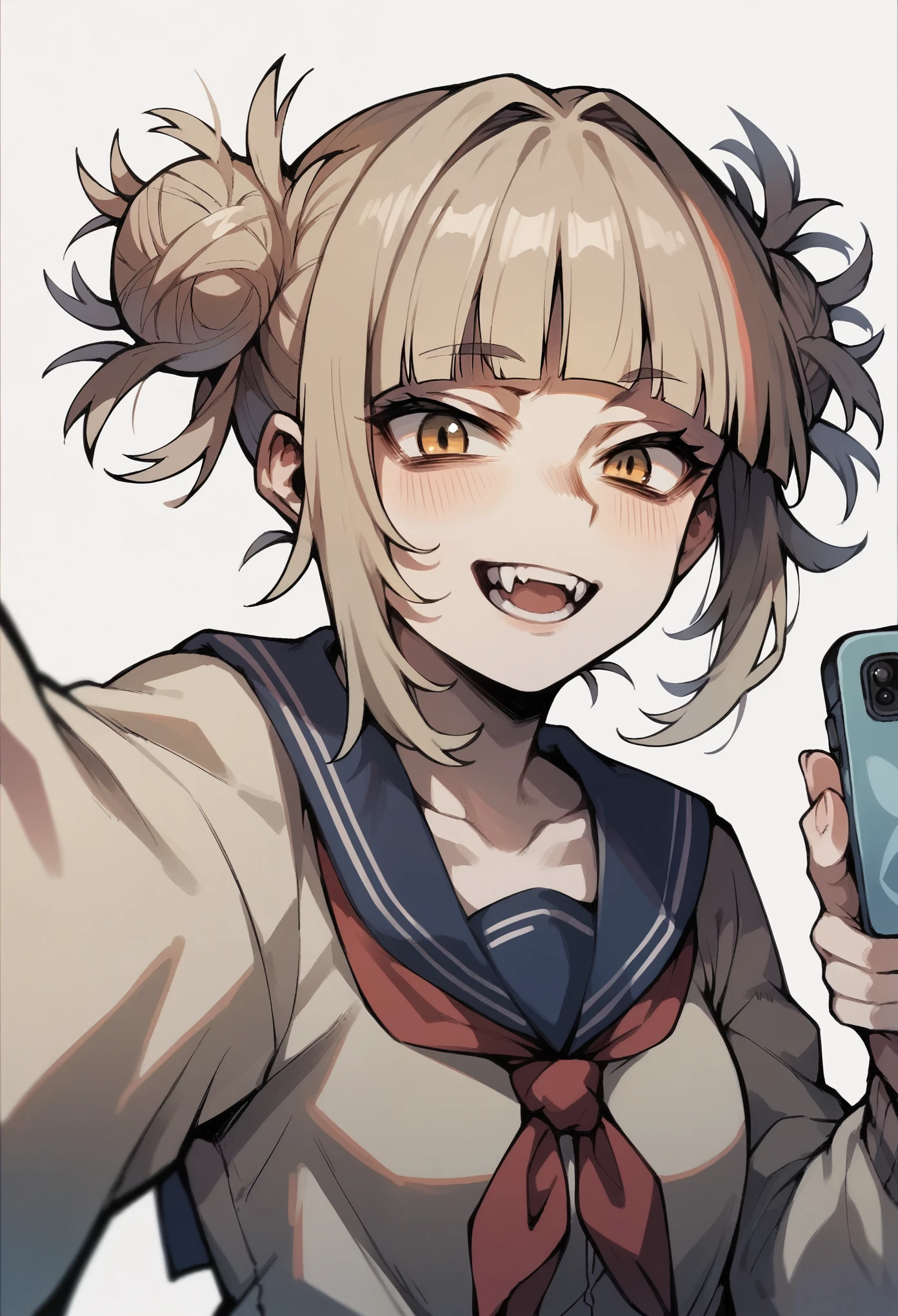 Himiko Toga wearing a Pokemon themed outfit taking a selfie