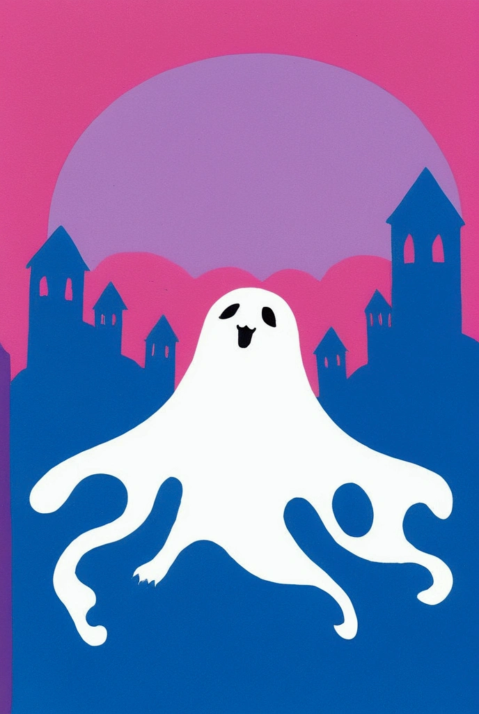  There are many colored cats on a blue and pink background, 虹色のghostのような, ghost, kill, ( ( RISOGRAPH ) ), ghost in the background, ghostのような人物, ghost theme, by Shinoda Toko, ghost, phantom ghost in the background,  part Petra Court Light , ren born as ghost, 浮遊するghost, Naoya Tanaka