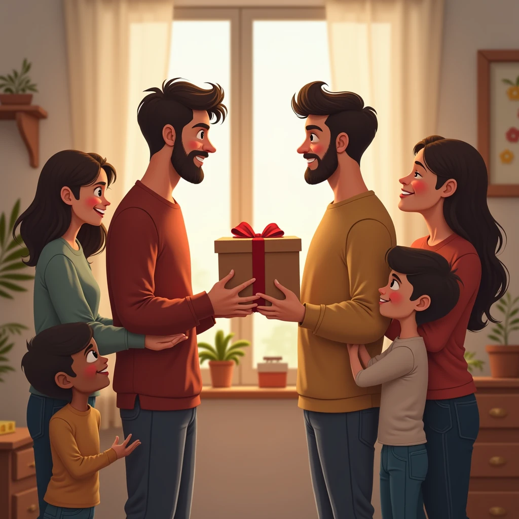 Family showing appreciation to man for his great work